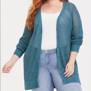 Torrid Teal Knit Cardigan